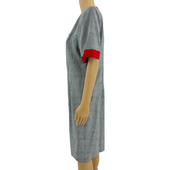 Positive Influence (12) DEADSTOCK USA VINTAGE 80s Black Red Houndstooth Dress - Picture 3 of 10
